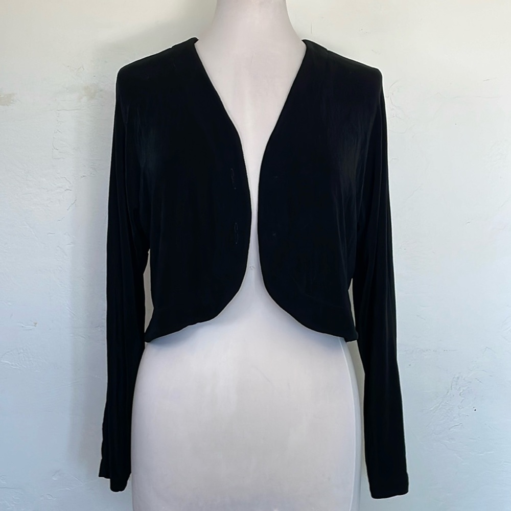 Vintage Chico's Travelers Black Long Sleeve Bolero Jacket With Buttons Size 2